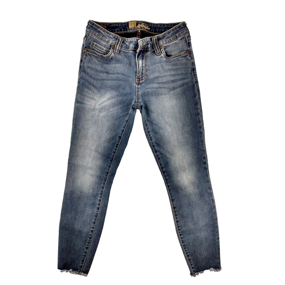 Kut From The Kloth Raw Hem Skinny Leg Distressed Jeans Size 4 Waist 25 Inseam 25